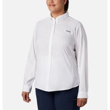 Columbia PFG Tamiami II Long Sleeve Plus Size, Camisa Blancos Para Mujer | 924713-ZLA